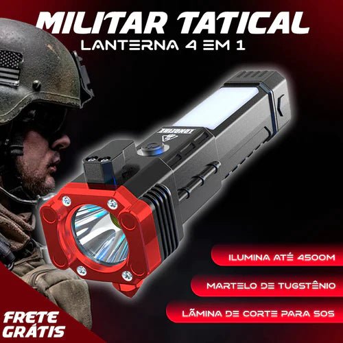 Super Lanterna Tática 4 em 1 - Militar Tatical