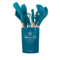 Kit 12 Utensílios de Cozinha Premium de Silicone com Cabo de Madeira