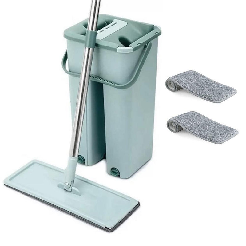 Esfregão Flat Mop Rodo Mágico Giratório Lava Seca + 1 Refil Extra