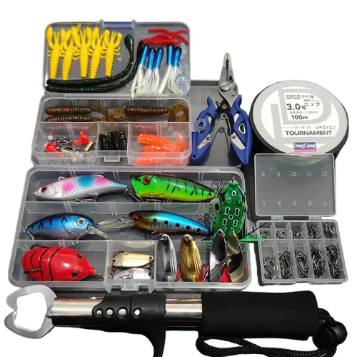 Kit para Pesca com 164 Peças - Linha, Anzol e Iscas Artificiais