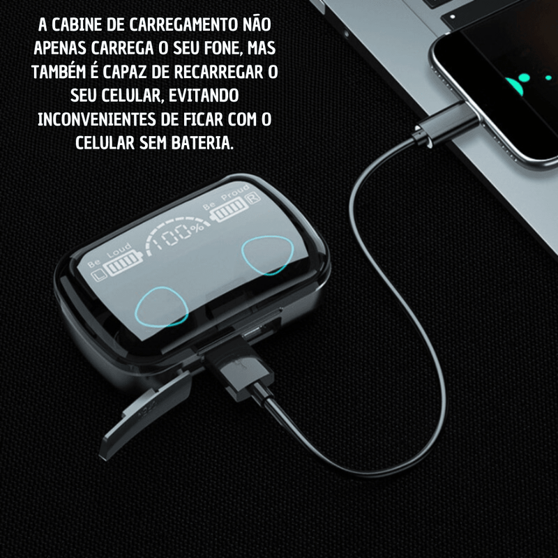 Fone De Ouvido Bluetooth Sem Fio Powerbank ChargeWave