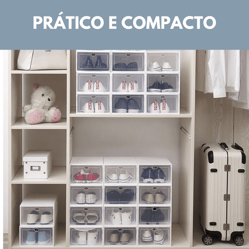 Kit com 10 Caixas Organizadoras de Tênis Empilhável