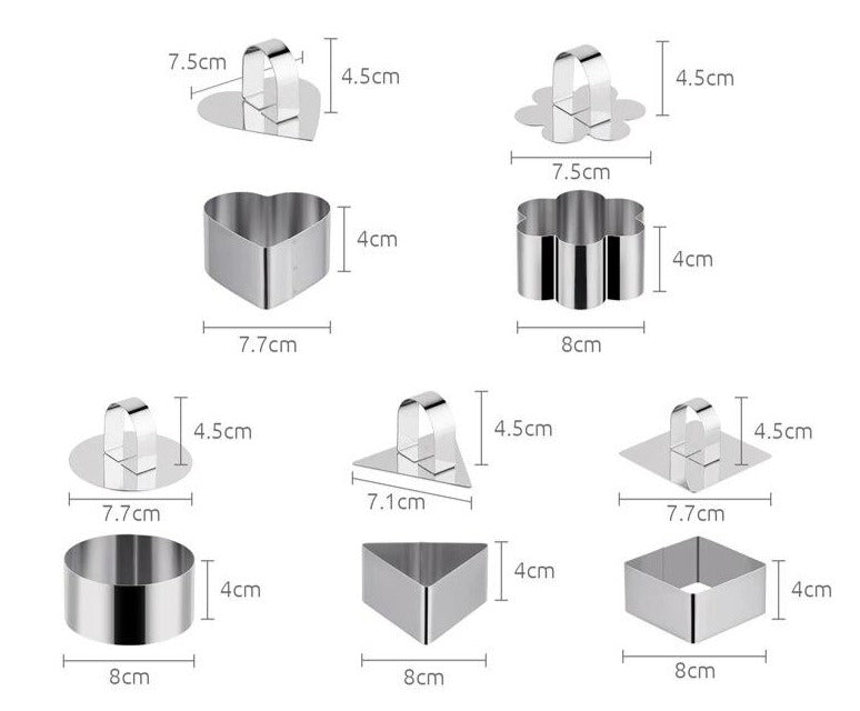 5 peças Moldes de Aço Inoxidável Premium