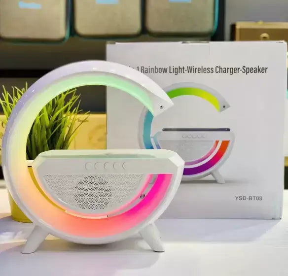 Luminária De Mesa G Speaker Bluetooth C/ Som - Caixa de som - Carregador Celular Indução Smart Station