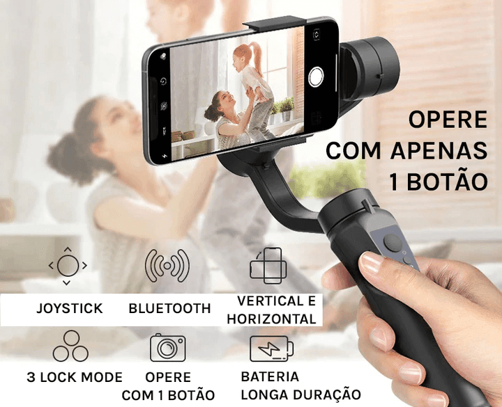 Gimbal Estabilizador de Celular com 3 Eixos e 330 Graus - Promoção de Outubro